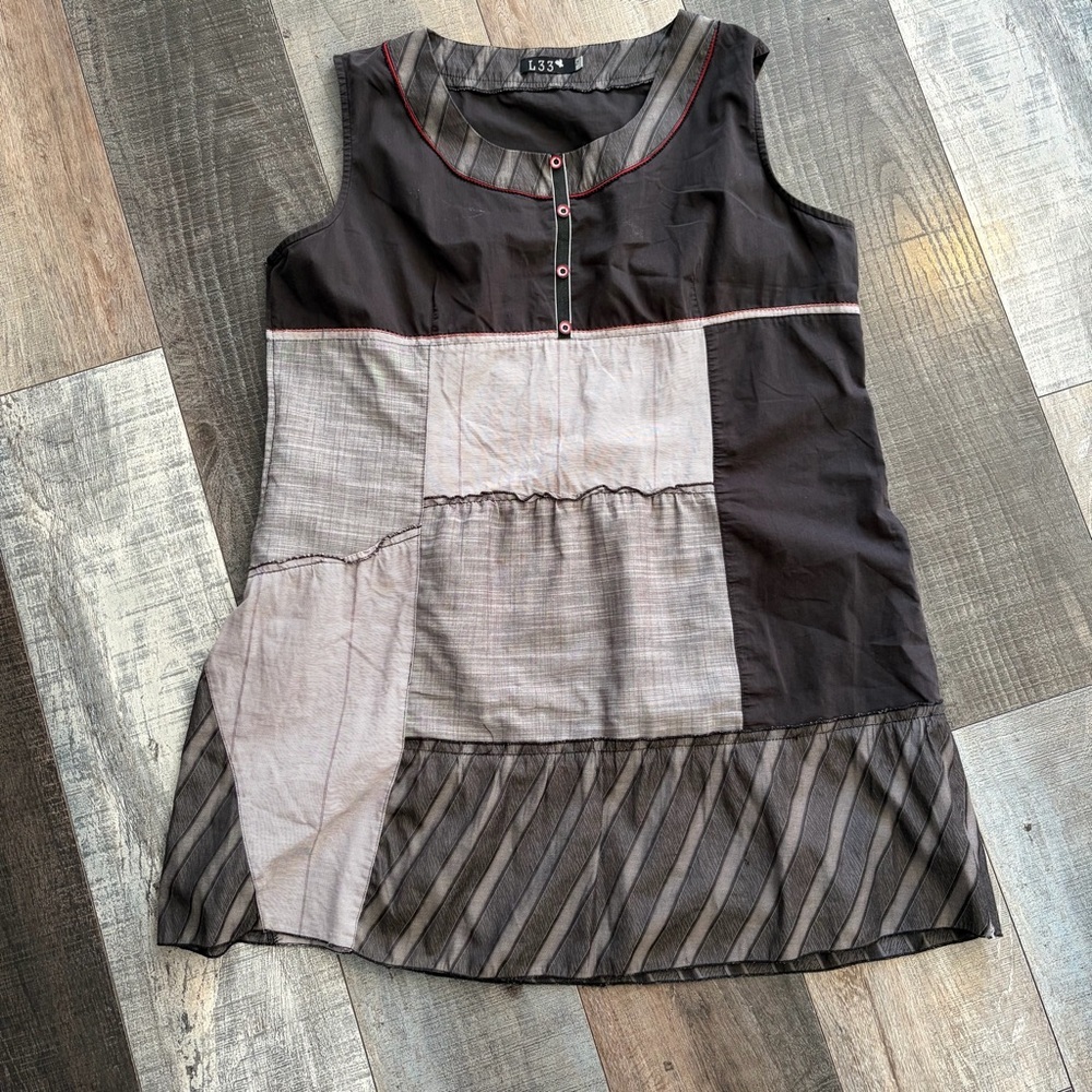L33 Paris Patchwork Tunic Top Artsy Boho Lagenlook
